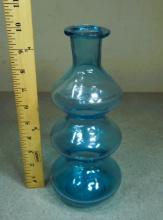 BLENKO Vintage Blue Glass Vase 10"