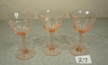 Tiffin-Franciscan Depression Glass Pink Champagne Etched  Glass set