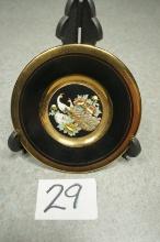 Art of Chokin Japanese Trinket Dish 24k Gold Peacock