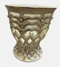 Formalities by Baum Bros Vase Ivory and Pearl Collection Golden Trimming