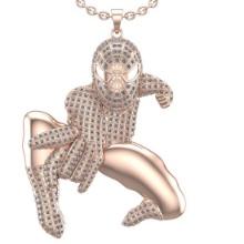 3.22 Ctw VS/SI1 Diamond 14K Rose Gold Spider man Pendant Necklace (ALL DIAMOND LAB GROWN )