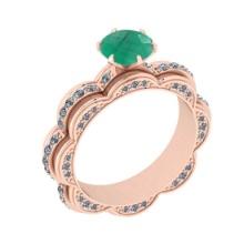 3.35 Ctw VS/SI1Emerald and Diamond 14K Rose Gold Engagement Ring (ALL DIAMONDS ARE LAB GROWN)