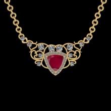 5.10 Ctw VS/SI1 Ruby and Diamond 14K Yellow Gold Necklace (ALL DIAMOND ARE LAB GROWN )