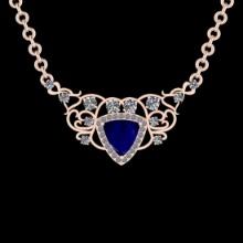 5.10 Ctw VS/SI1 Blue sapphire and Diamond 14K Rose Gold Necklace (ALL DIAMOND ARE LAB GROWN )