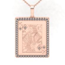 2.10 Ctw VS/SI1 Diamond 14K Rose Gold Poker theme Pendant Necklace ALL DIAMOND ARE LAB GROWN