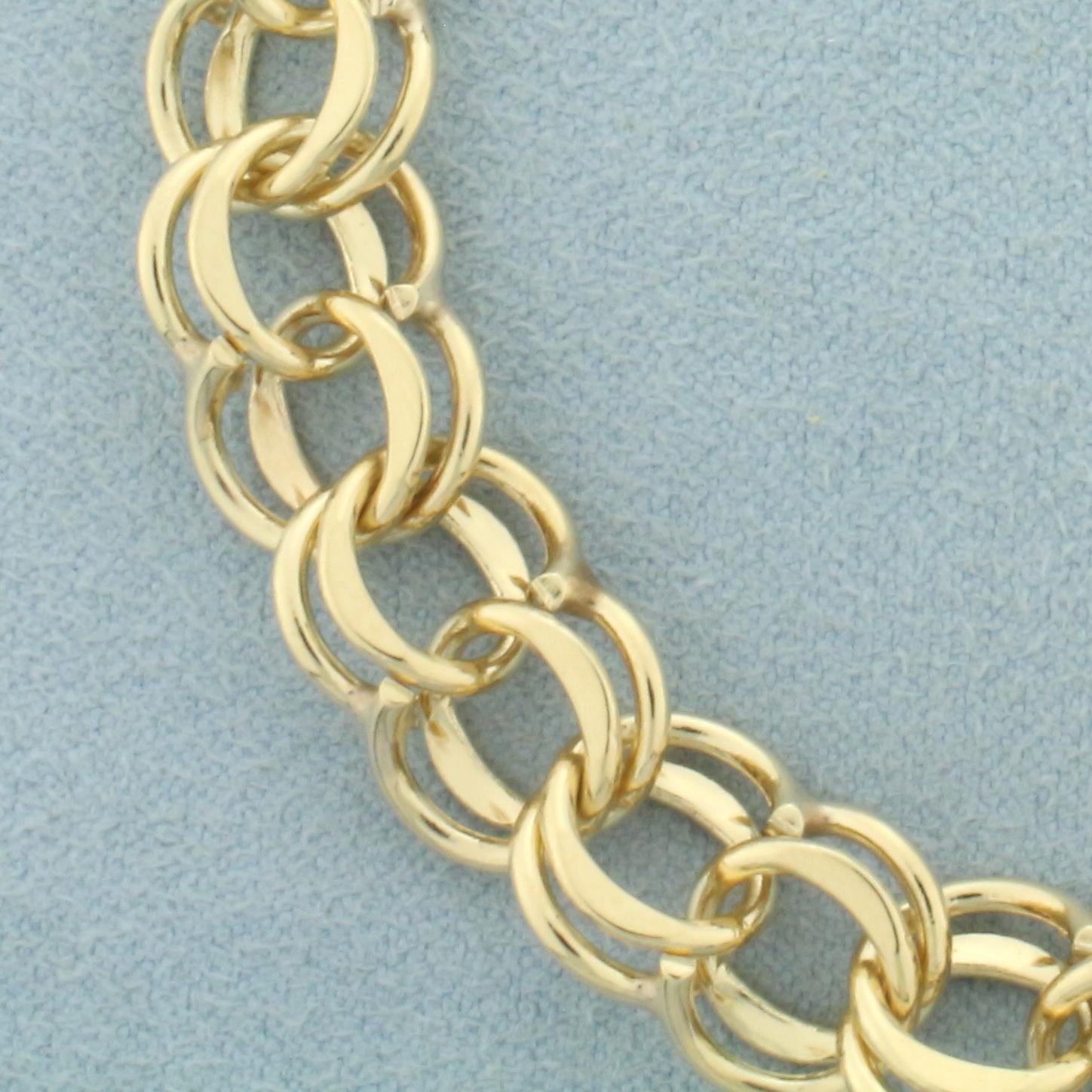 Double Link Charm Bracelet In 14k Yellow Gold