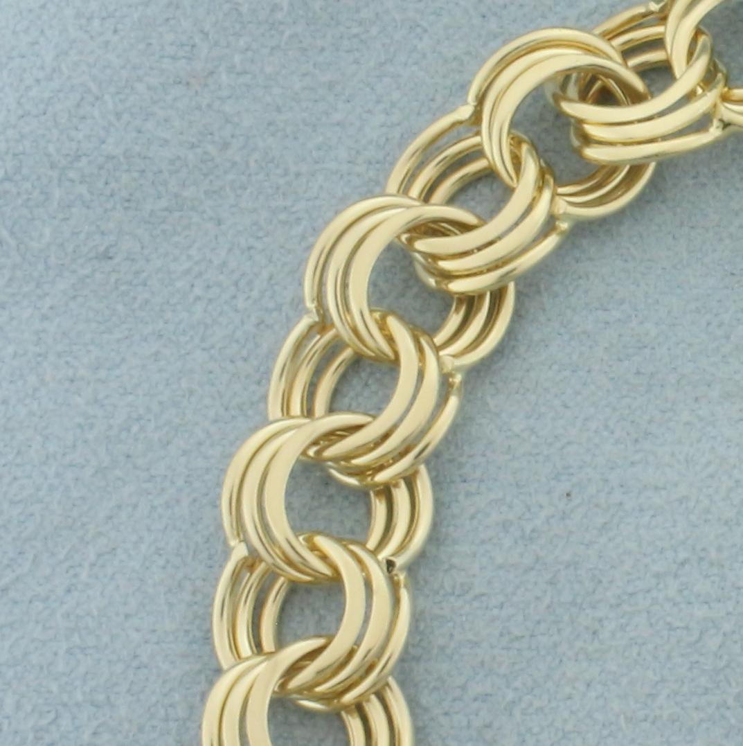 Triple Loop Charm Bracelet In 14k Yellow Gold