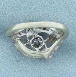 Antique 2/3ct Tw Old European Cut Diamond Ring In 14k White Gold