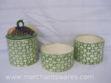Two Basket Planters with Matching Fruit Basket Canister, See Photos