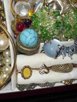 Jewelry Box Filled with Rings, Bracelets, Brooch, Earrings etc