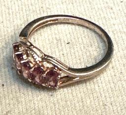 Sterling silver ring with Ruby gemstones size 10