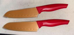 Pair of Kitchen Knife Copper Coated Blades