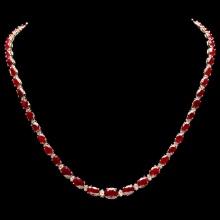 14k Gold 33.00ct Ruby 1.15ct Diamond Necklace