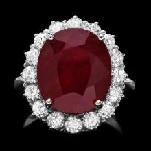 14k White Gold 12.00ct Ruby 1.60ct Diamond Ring