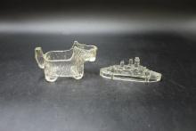 2 Antique Glass Candy Containers