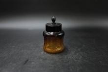 Amber Glass Covered Jar