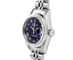 Rolex Ladies Stainless Steel Blue Roman Date Wristwatch