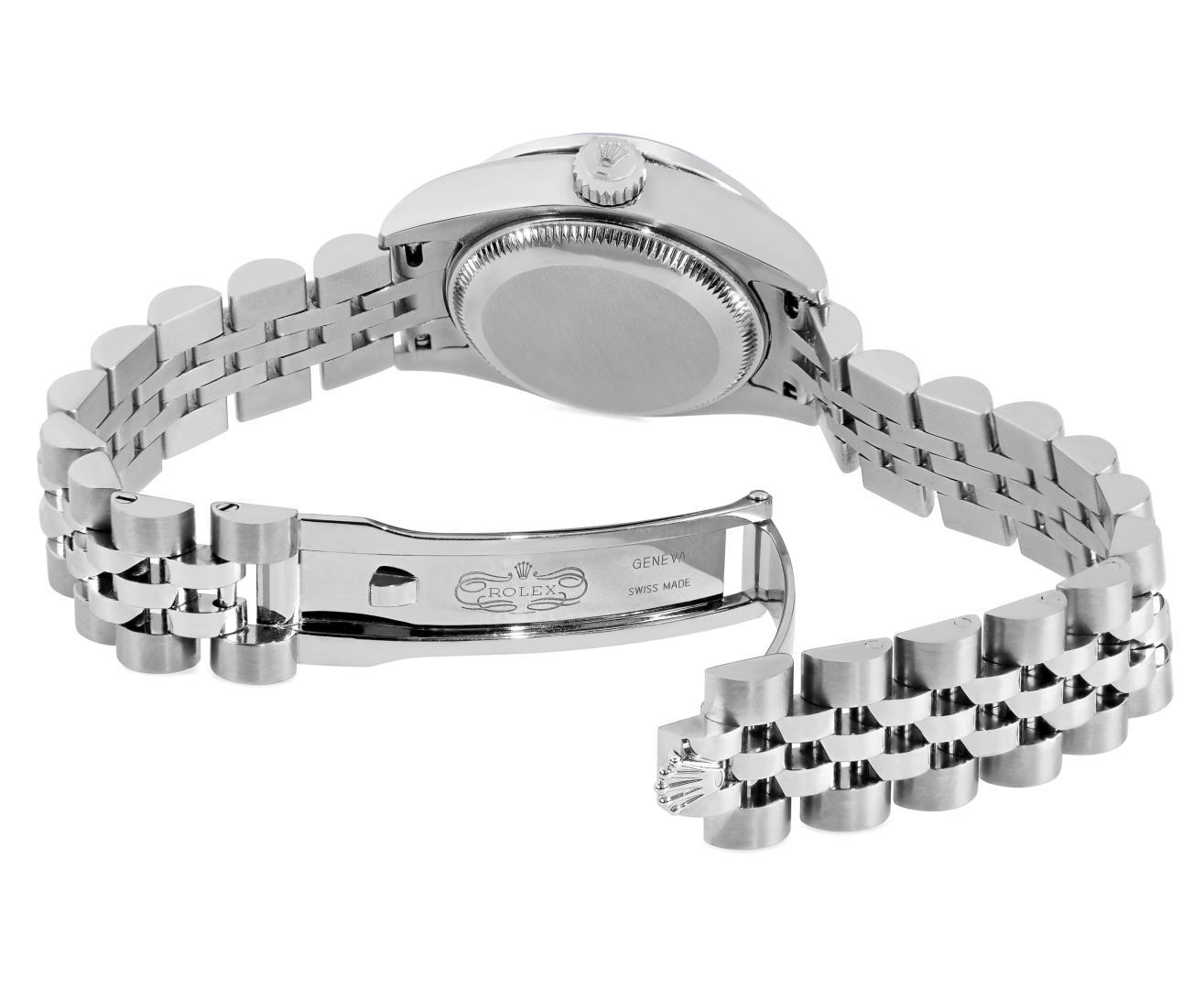 Rolex Ladies Stainless Steel Salmon Index Diamond Datejust Wristwatch