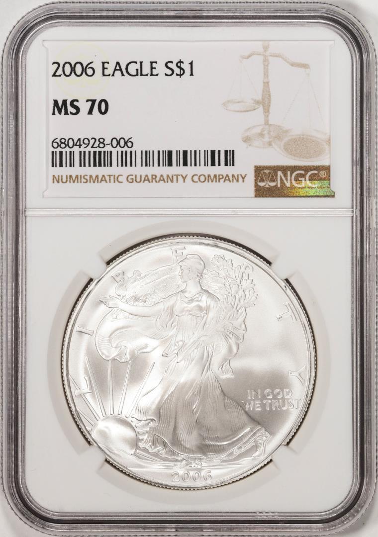 2006 $1 American Silver Eagle Coin NGC MS70