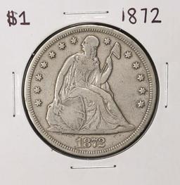 1872 $1 Seated Liberty Silver Dollar Coin