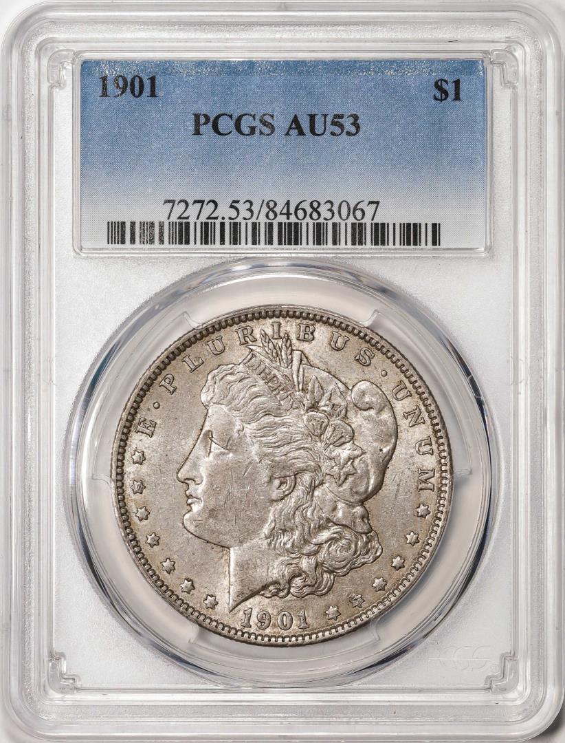 1901 $1 Morgan Silver Dollar Coin PCGS AU53