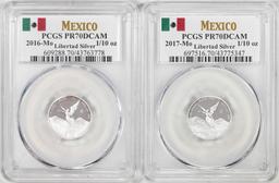 Lot of 2016-2017-Mo Mexico Proof 1/10 oz Silver Libertad Coins PCGS PR70DCAM