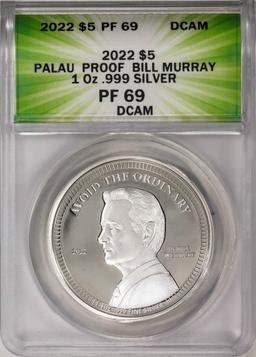 2022 $5 Palau Proof Bill Murray Silver Coin ANACS PF69DCAM