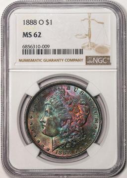 1888-O $1 Morgan Silver Dollar Coin NGC MS62 Amazing Toning