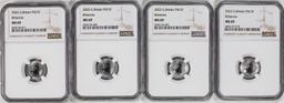 Lot of (4) 2022 Great Britain 10 Pounds Britannia 1/10oz Platinum Coins NGC MS69