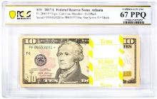 Pack of 2017A $10 Federal Reserve STAR Notes ATL Fr.2045-F* PCGS Superb Gem UNC 67PPQ