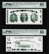 Set of Giori Test Note Washington & Lincoln Memorial PMG Gem Uncirculated 65EPQ