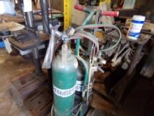 Set of Oxy Acetylene Torches on Cart, Harris Torch & Gauges  (30)