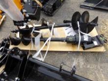 New Hydraulic Auger with (3) Bits for Mini Excavator, 8'', 12'' and 16''