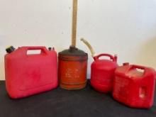 gasoline can and gallons
