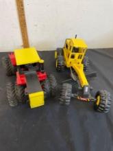 metal versatile tractor and Tonka road grader