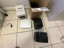 BOX OF VARIOUS RECEIPT PRINTERS INCLUDING EPSON M253A, TRANSACT ITHACA