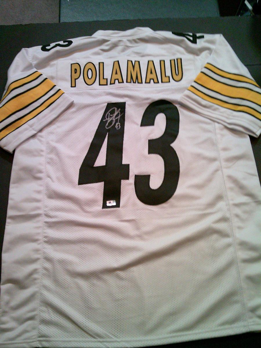 Troy Polamalu Pittsburgh Steelers Autographed Custom Football Jersey GA coa