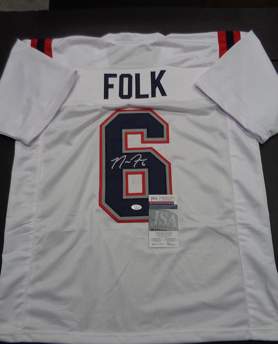 Nick Folk New England Patriots Autographed Custom Football Jersey JSA W coa