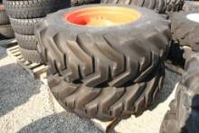 TWO FIRESTONE 16.9-28 TIRES & RIMS WITH 8 BOLT CENTERS