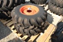 TWO 11.2-16 TIRES WITH 6 BOLT RIMS (UNUSED)