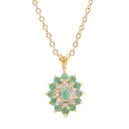 Plated 18KT Yellow Gold 1.00ctw Emerald and Diamond Pendant with Chain