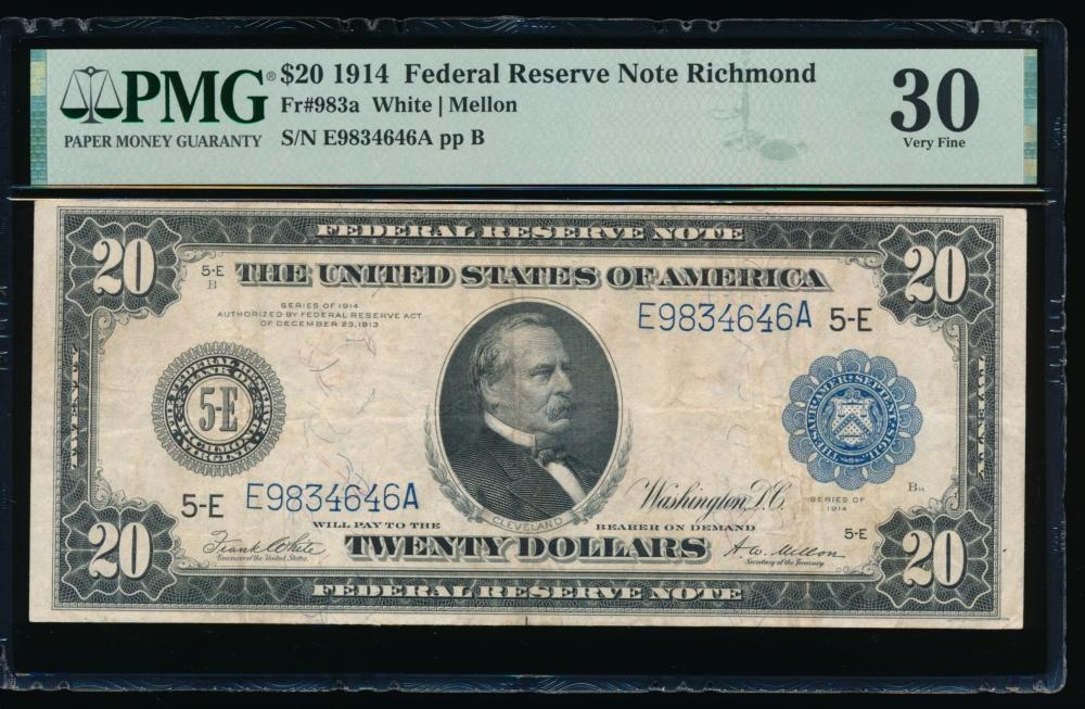 1914 $20 Richmond FRN PMG 30