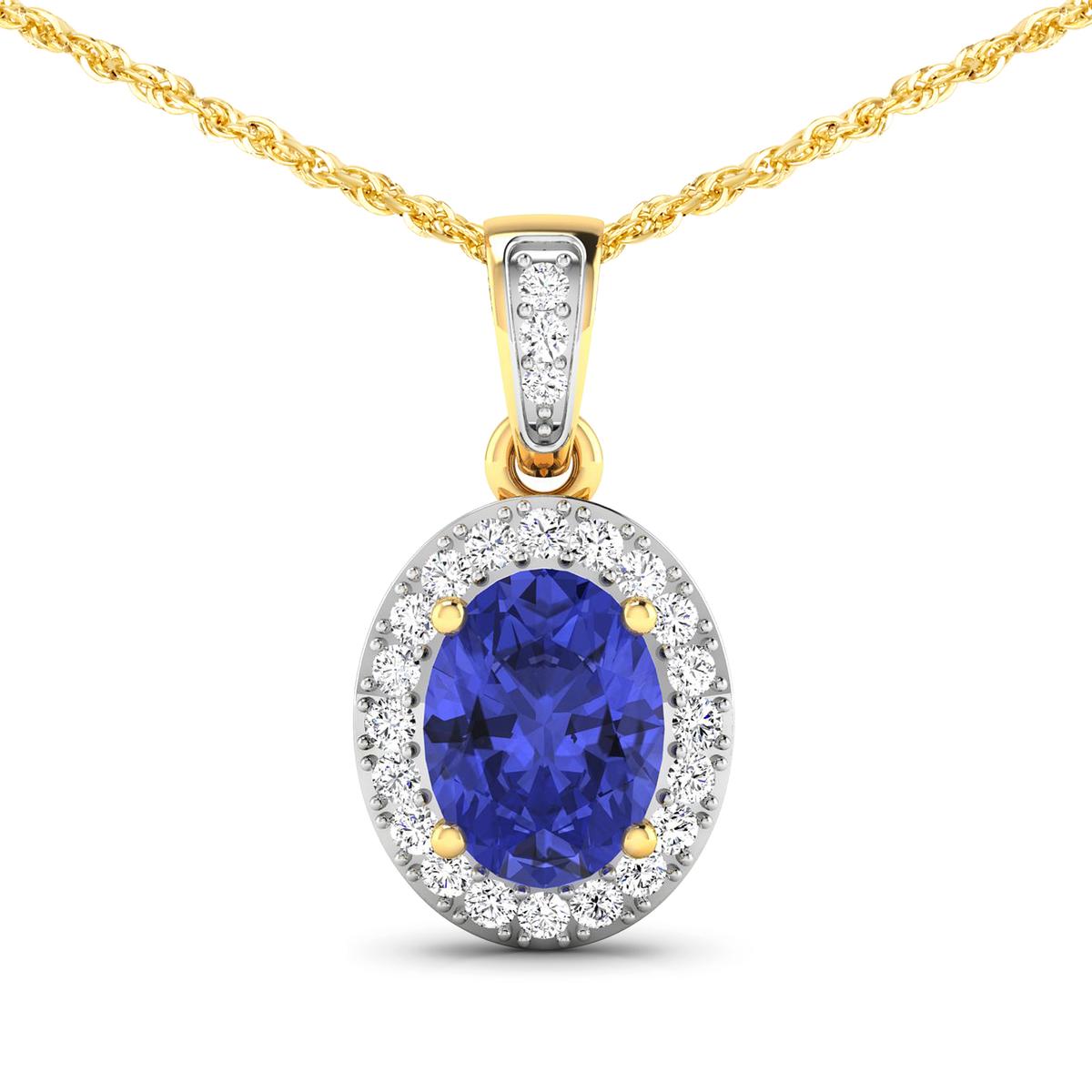 14KT Yellow Gold 1.09ct Tanzanite and Diamond Pendant with Chain