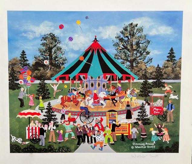 Jane Wooster Scott Clowning Around Hand Signed Limited Edition Lithograph