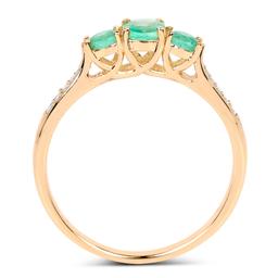14KT Yellow Gold 0.48ctw Zambian Emerald and White Diamond Ring
