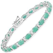 Plated Rhodium 10.12ctw Emerald and White Topaz Bracelet