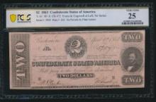 1863 $2 T-61 Confederate PCGS 25