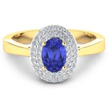 14KT Yellow Gold 0.75ct Tanzanite and Diamond Ring