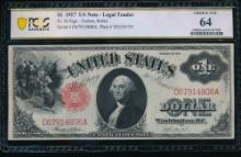 1917 $1 Legal Tender Note PCGS 64