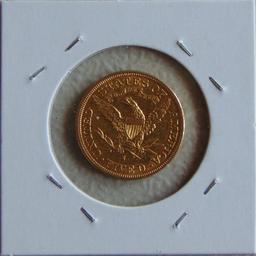 1905-S U.S. Gold Half Eagle .2418 Troy AU+.